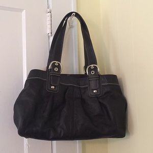 Coach SOHO Pleated Leather Large Satchel in Black